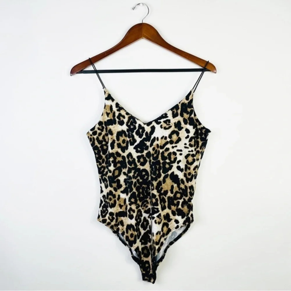 GAZE Animal Print Leopard V Neck Bodysuit Medium